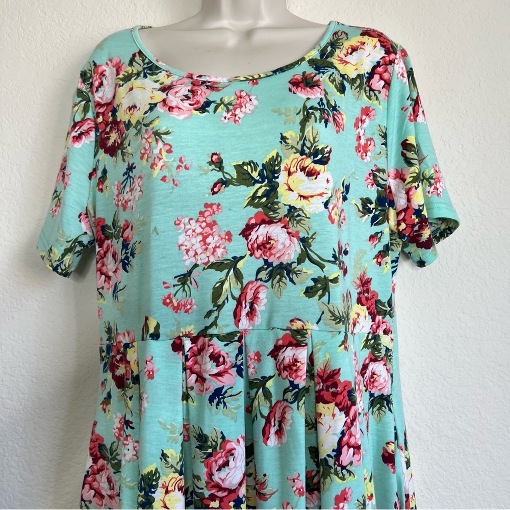 Women's Size XL Short Sleeve Pleated‎ Casual Shirt Floral Dress NWOT - Picture 3 of 13